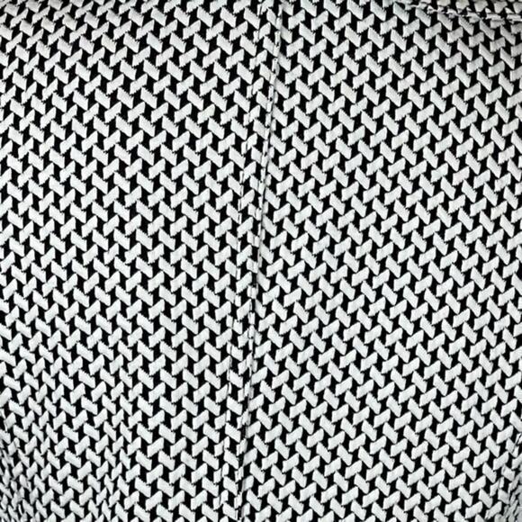 Calvin Klein Black White‎ Basketweave Coastal Grandma Ruffle Jacket NWOT Size 4P - Picture 7 of 11